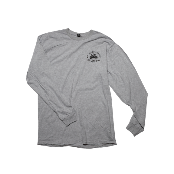 Heather Gray Long Sleeve with Motorcycle Graphic-M | Rockford Fosgate