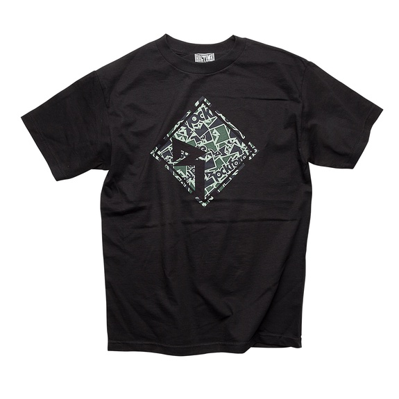 Front Side View of Black Rockford Fosgate T-shirt with Camo Graphic
