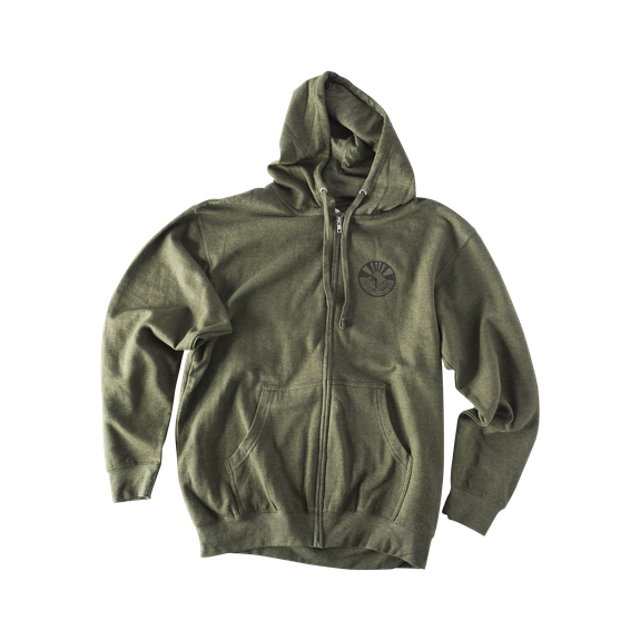 POP-HOODIE17-XXL Army Green Zip up Hoodie w/ RF Graphic-XXL | Rockford ...