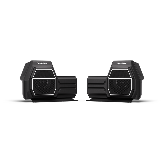 Detailed View of Driver and Passenger Subwoofers with Enclosures