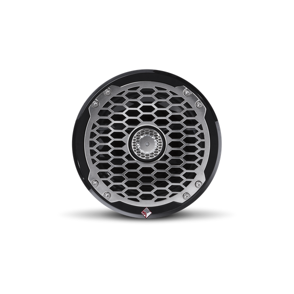 Front View of Speaker with Trim Rings and Grille