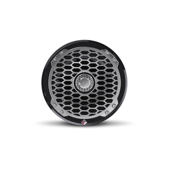 Front View of Speaker with Trim Rings and Grille