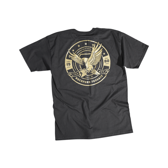POP-EAGLE17-L Black T-shirt w/ Gold Eagle RF Graphic-L | Rockford
