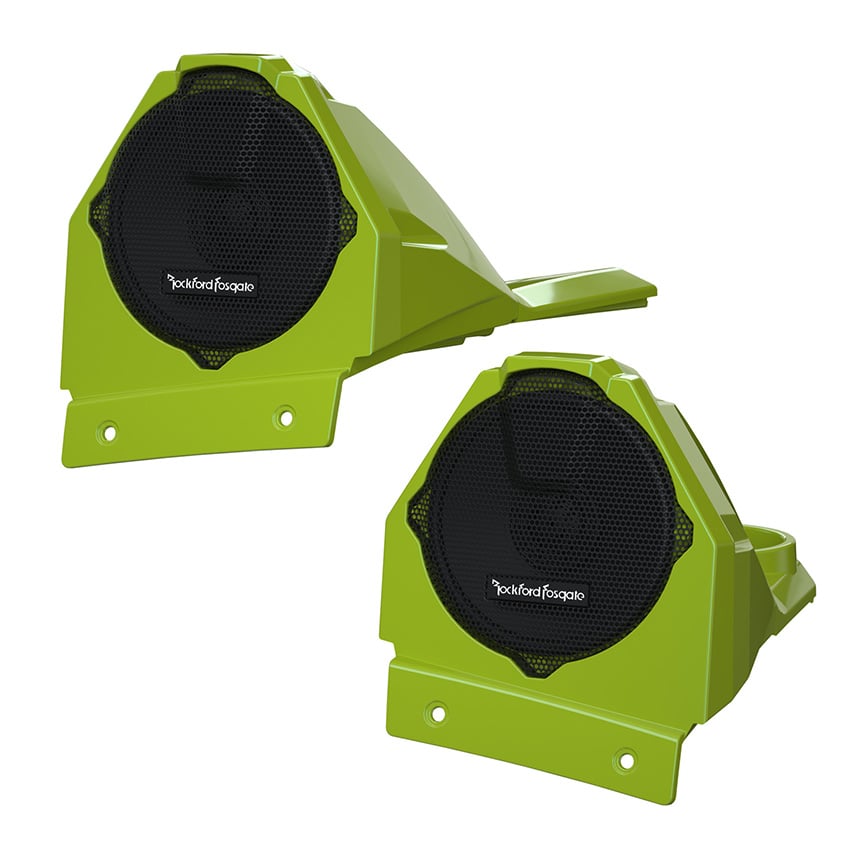 Polaris Slingshot Stage 3 Roll Hoop Audio by Rockford Fosgate in Lifted Lime Pearl.