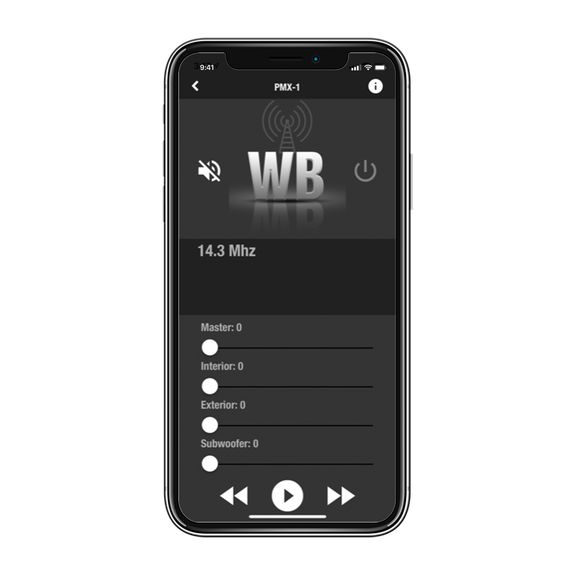 Rockford Fosgate RF CONNECT App Showing PMX-1 WB Tuner Settings